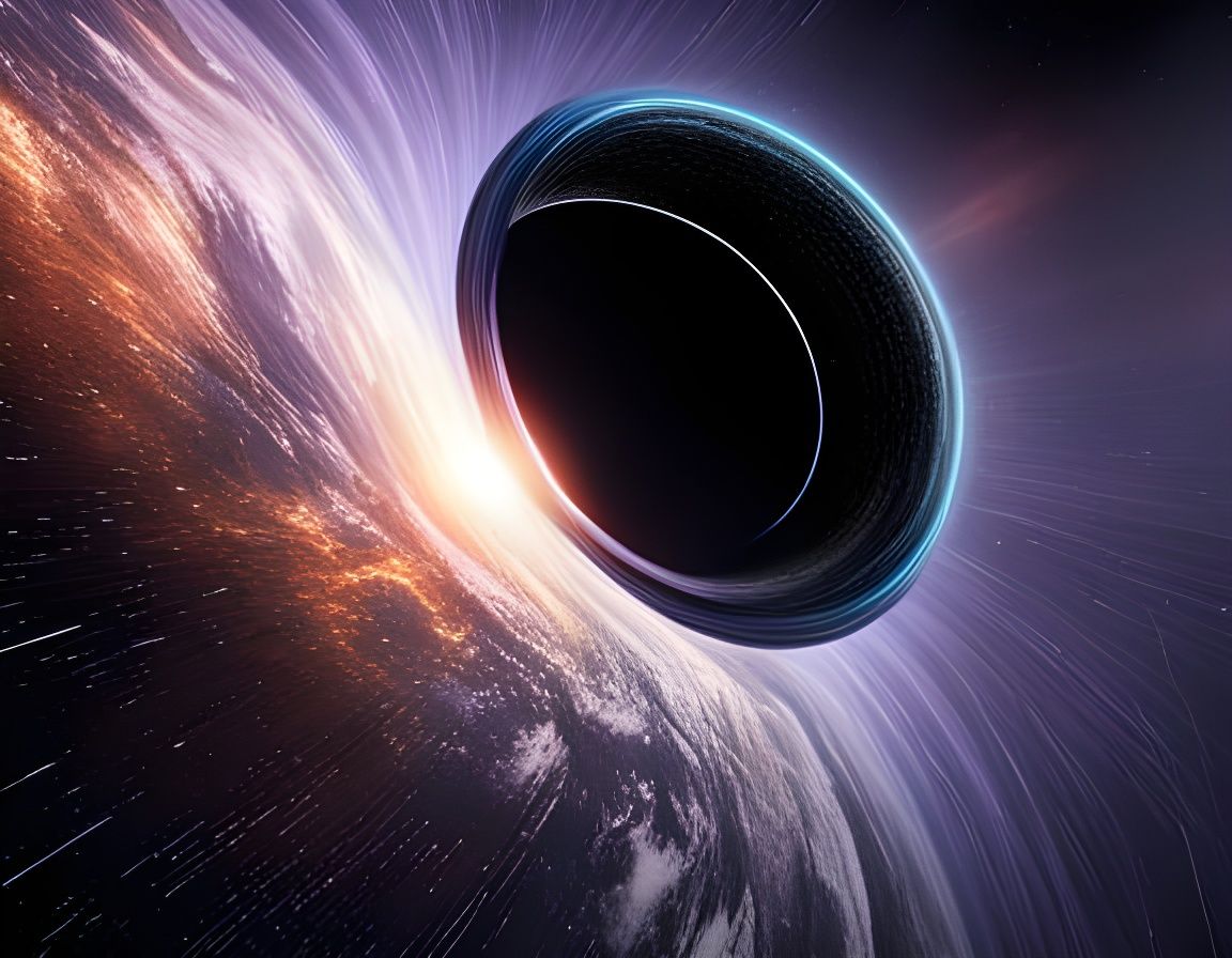 Black Hole Event Horizon in Detailed 3D Rendering