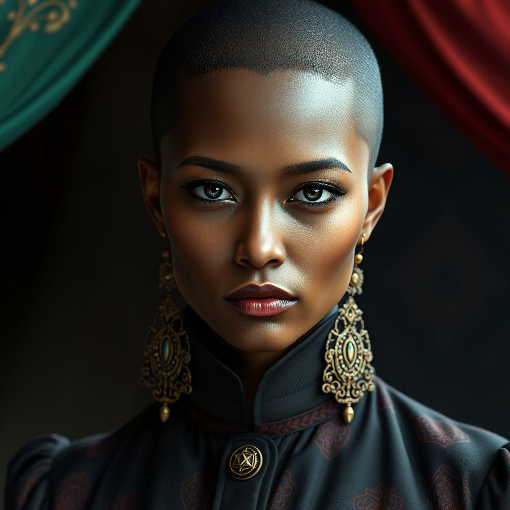 Introspective Woman with Vintage Outfit, Fantasy Art