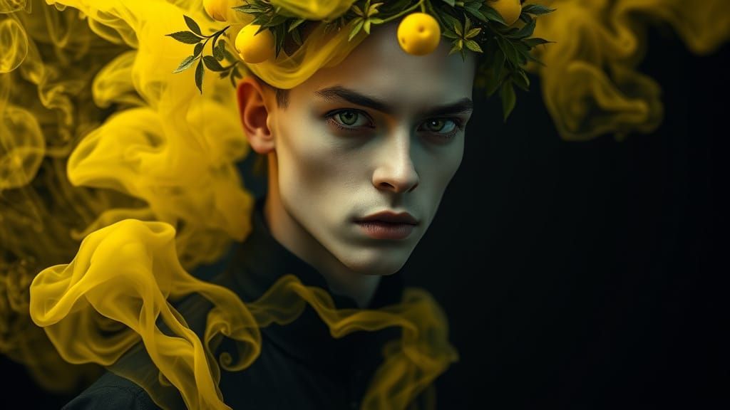 Smokey Androgynous Portrait in Maximalist Style