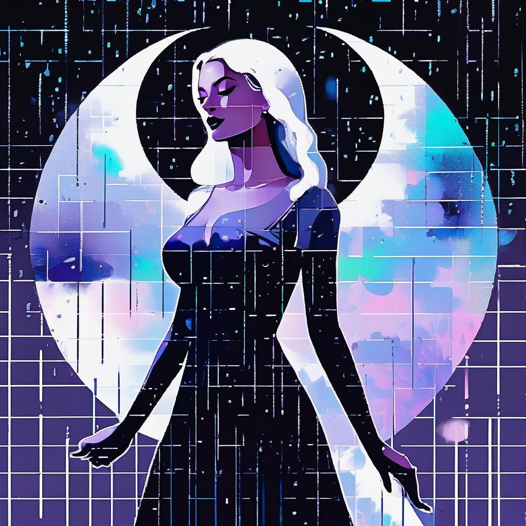 Moonlit Masterpiece with Endless Brush Strokes and Glitched....