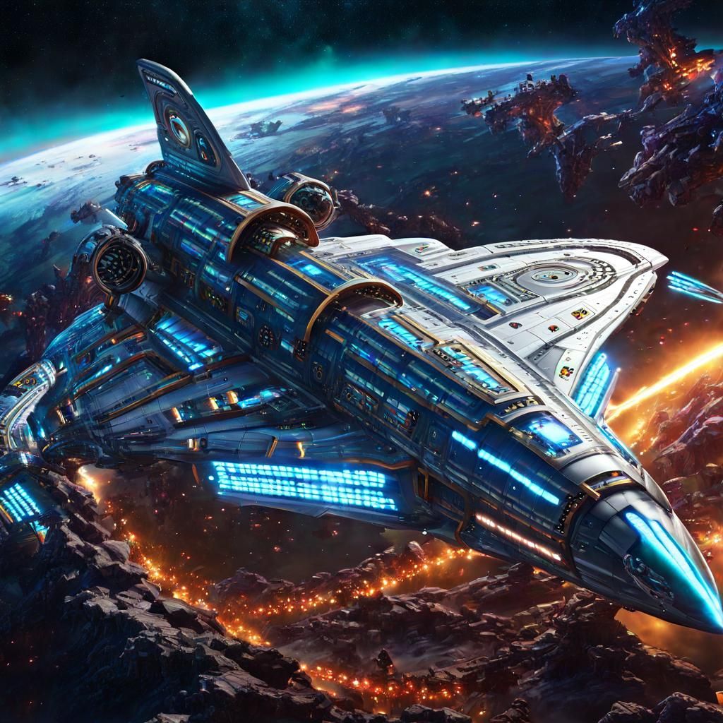 Butterfly Spaceship in Cosmic Fantasy Style