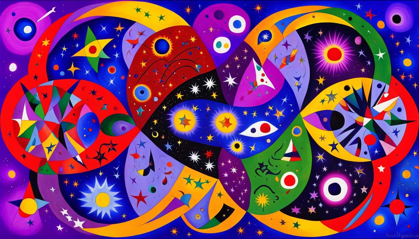 Cosmic Stars Dancing in Abstract Expressionist Style