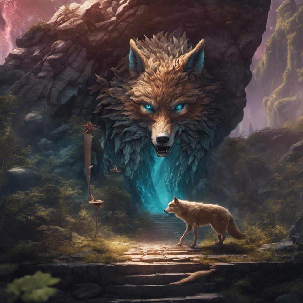 Fantasy Wolf and Keeper in Detailed Painting
