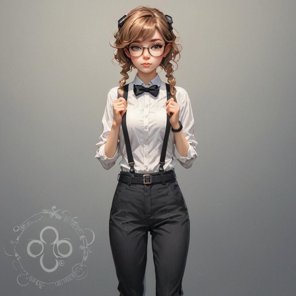 Hyperdetailed Portrait of Nerdy Girl with Bowtie