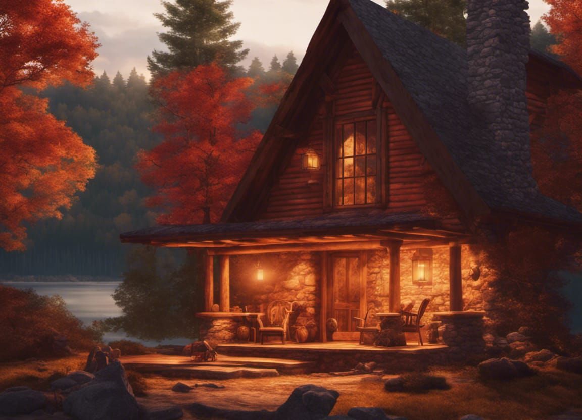 Cozy Cabin with Autumn Forest View