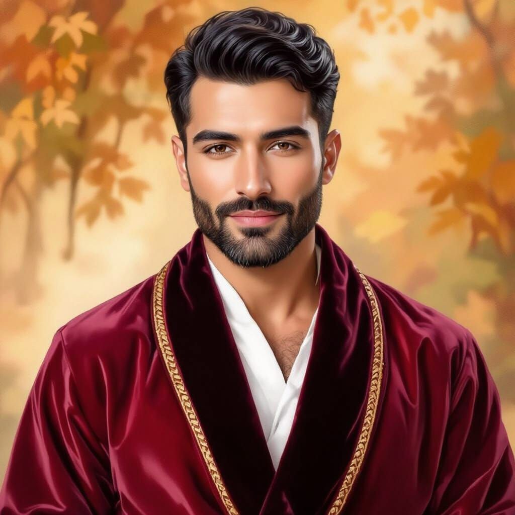 Impressionist Portrait of a Man in Velvet Robe