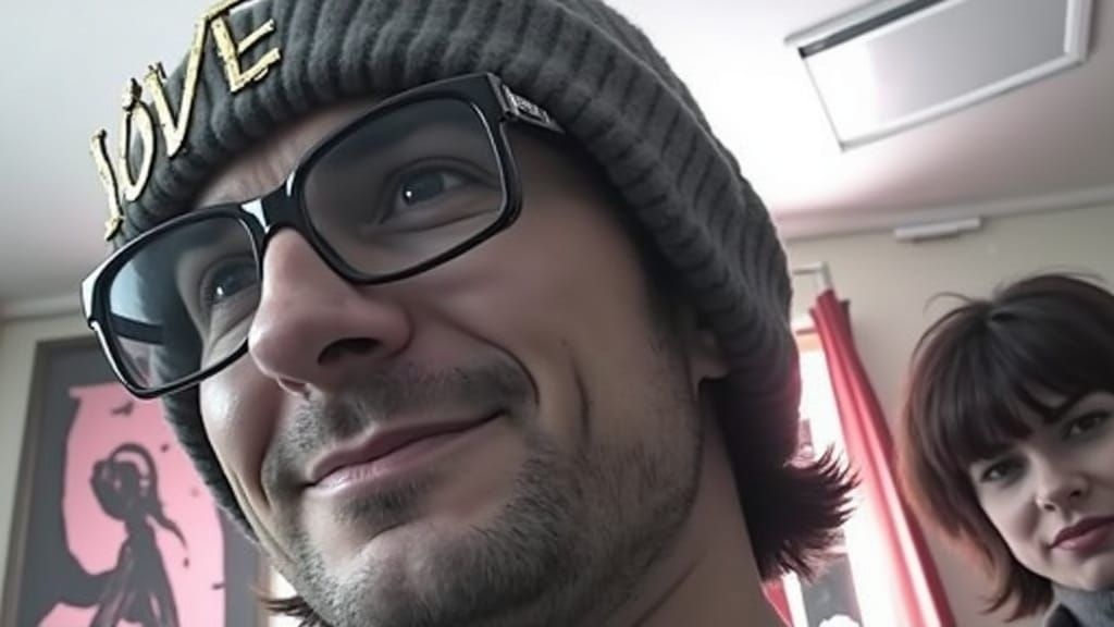 Cyberpunk Man with Love Toque Grinning