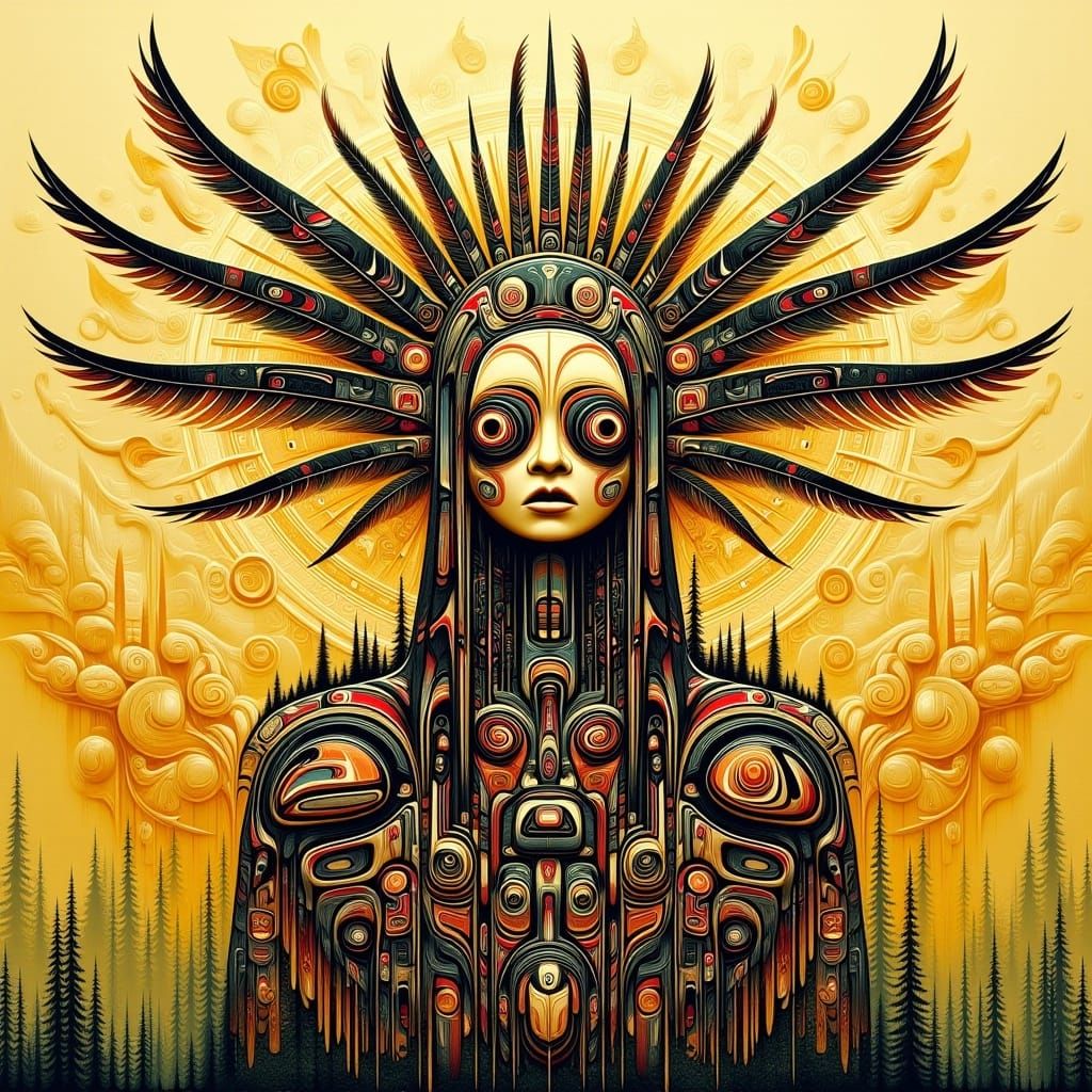 Ethereal Being with Plastikman Shades and Haida Patterns