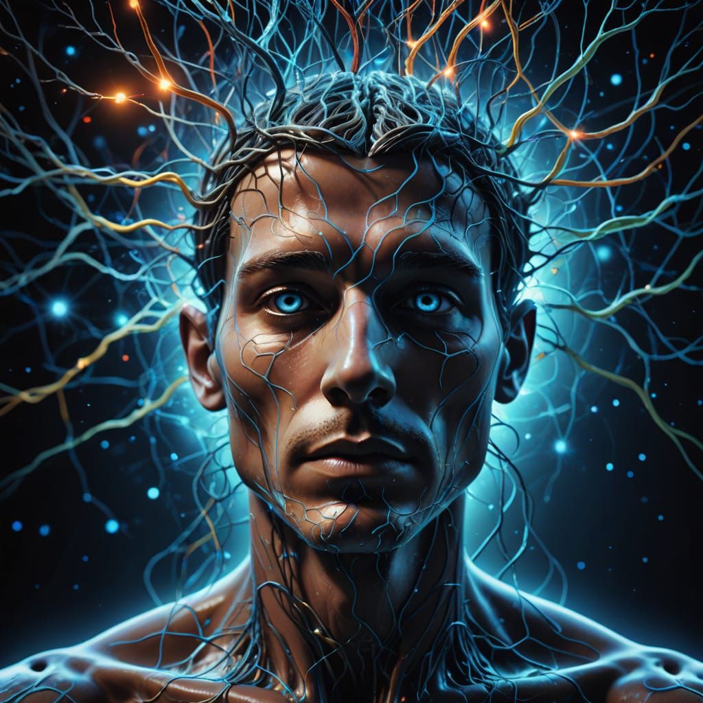 Ethereal Human Form in Vibrant Dreamlike Colors