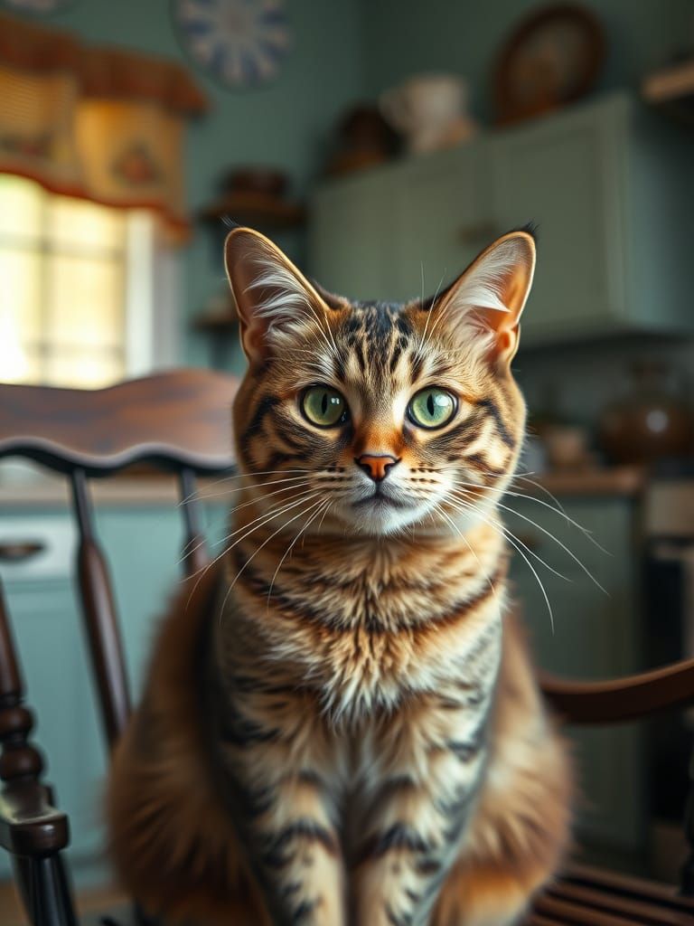 Vintage-Style Portrait of a Green-Eyed Feline