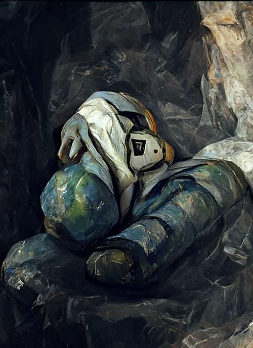 Astronaut in Space, Cezanne-Inspired Digital Art