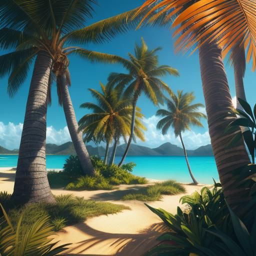 Palm Trees Swaying in the Wind: Digital Art