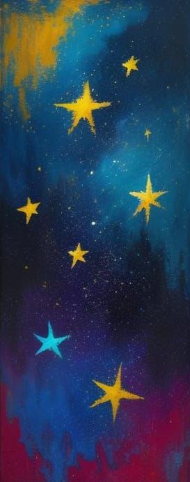 Surreal Starry Ocean as Impasto Painting