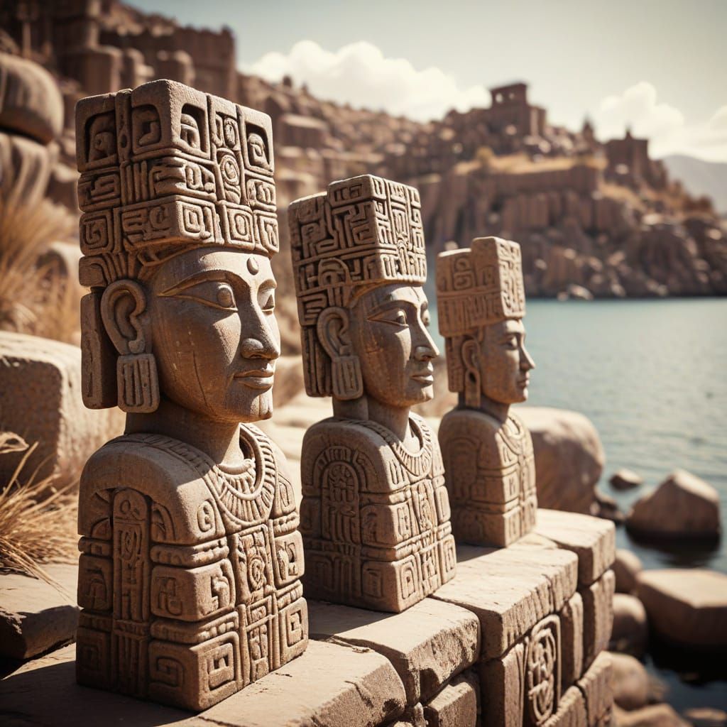 Ancient Tiahuanaco Ruins by Lake Titicaca