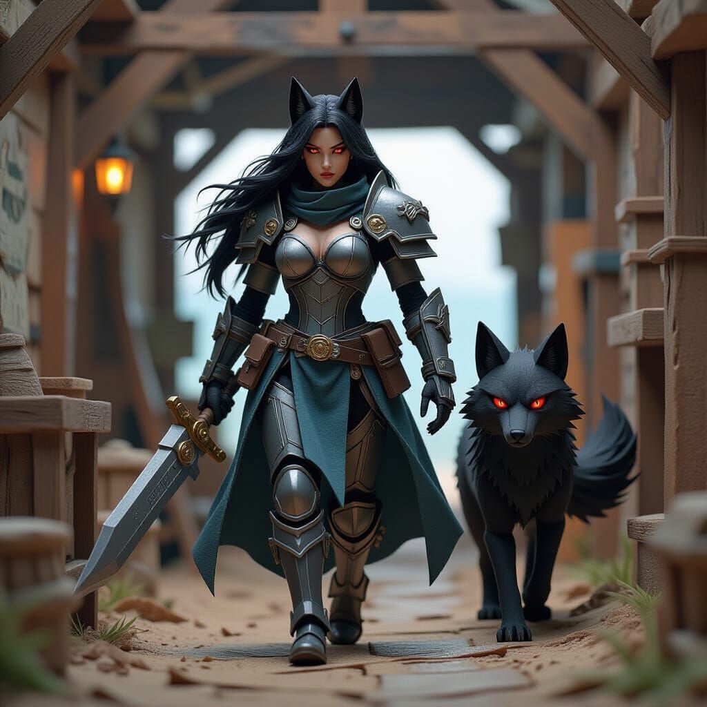 Werewolf Warrior in Power Armor at Pirate Base with Kitsune