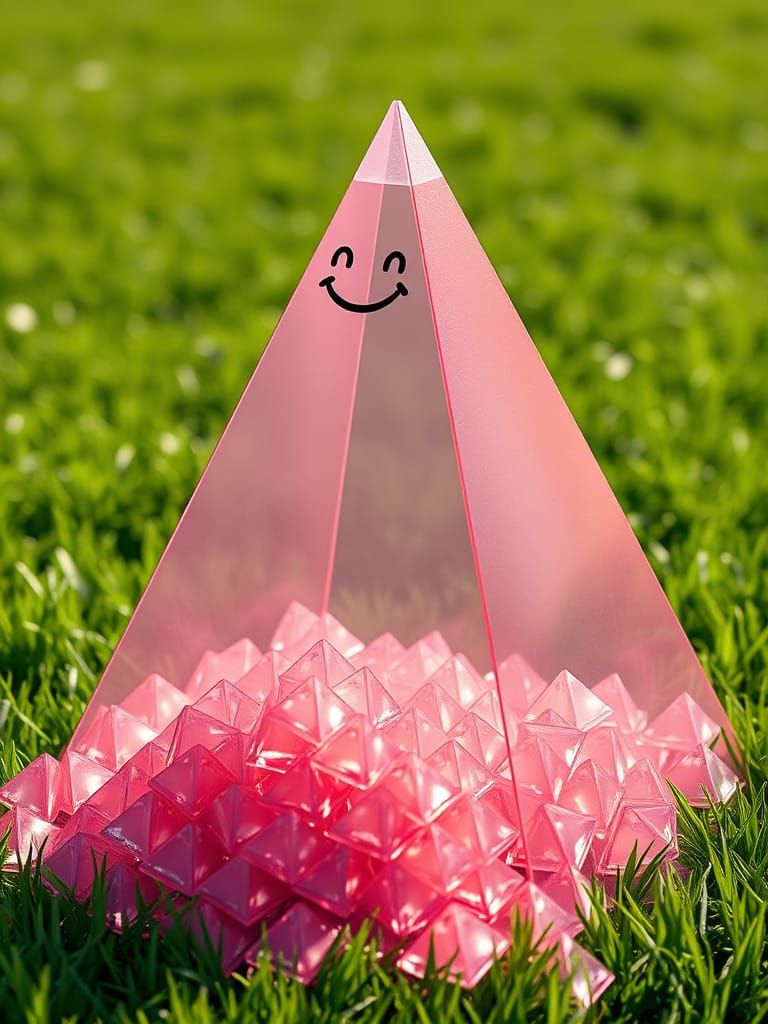 Translucent Pyramid Eruption in Futuristic Realism