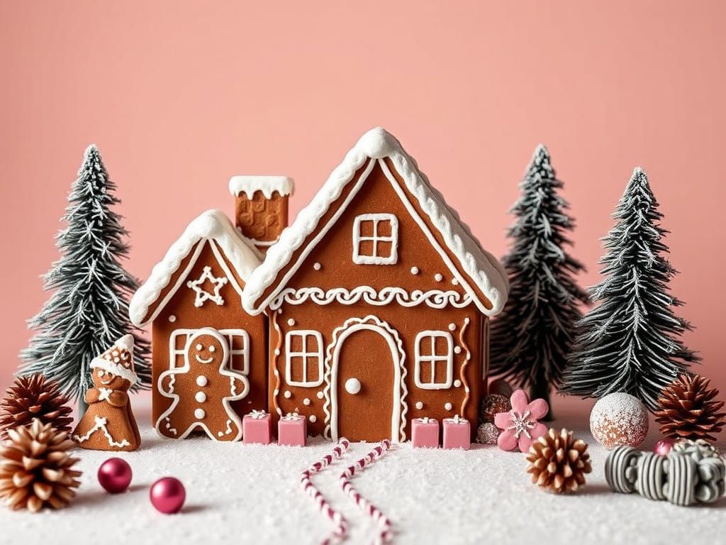 Gingerbread Friends in a Tranquil Holiday Scene