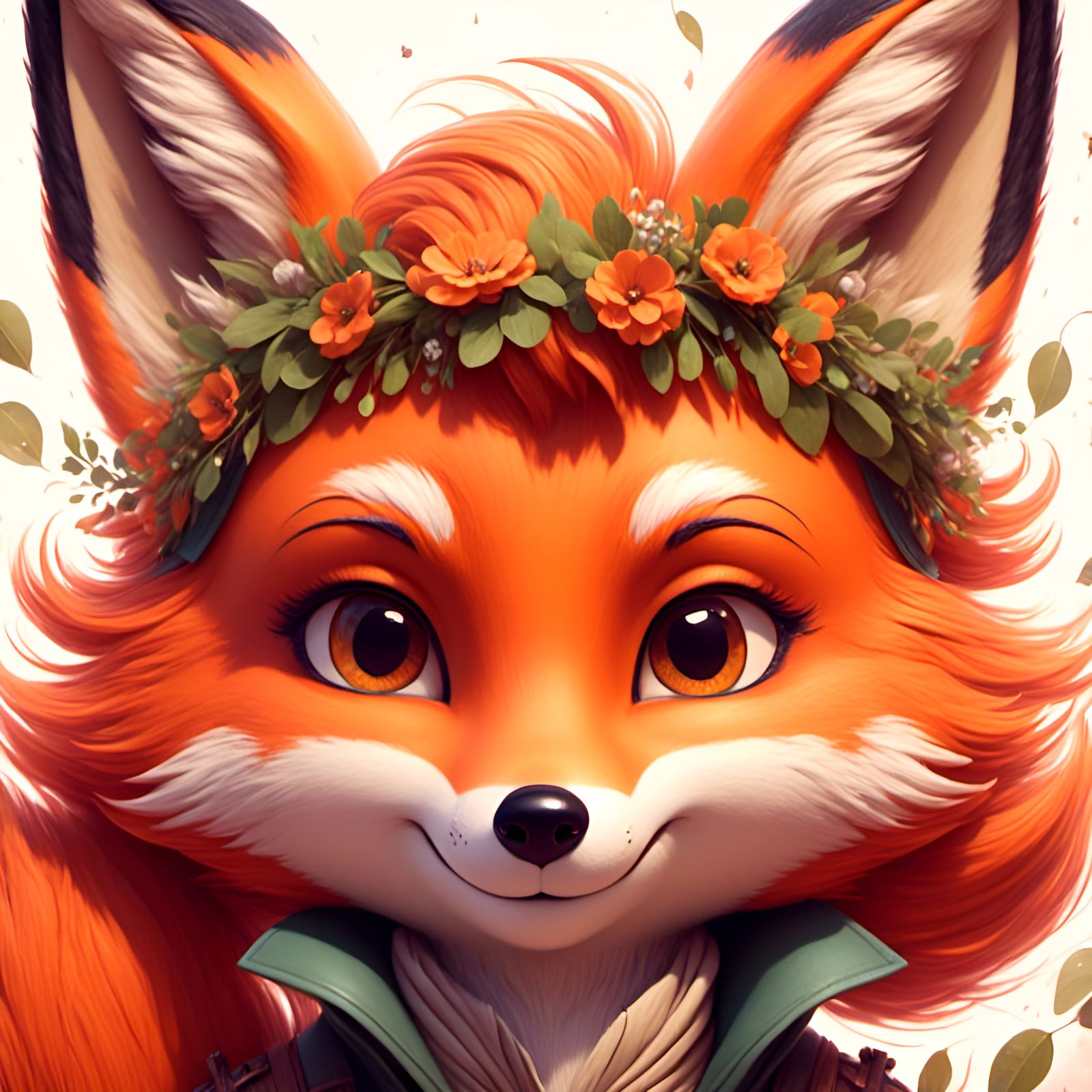 Fox Portrait in Children's Book Comic Style