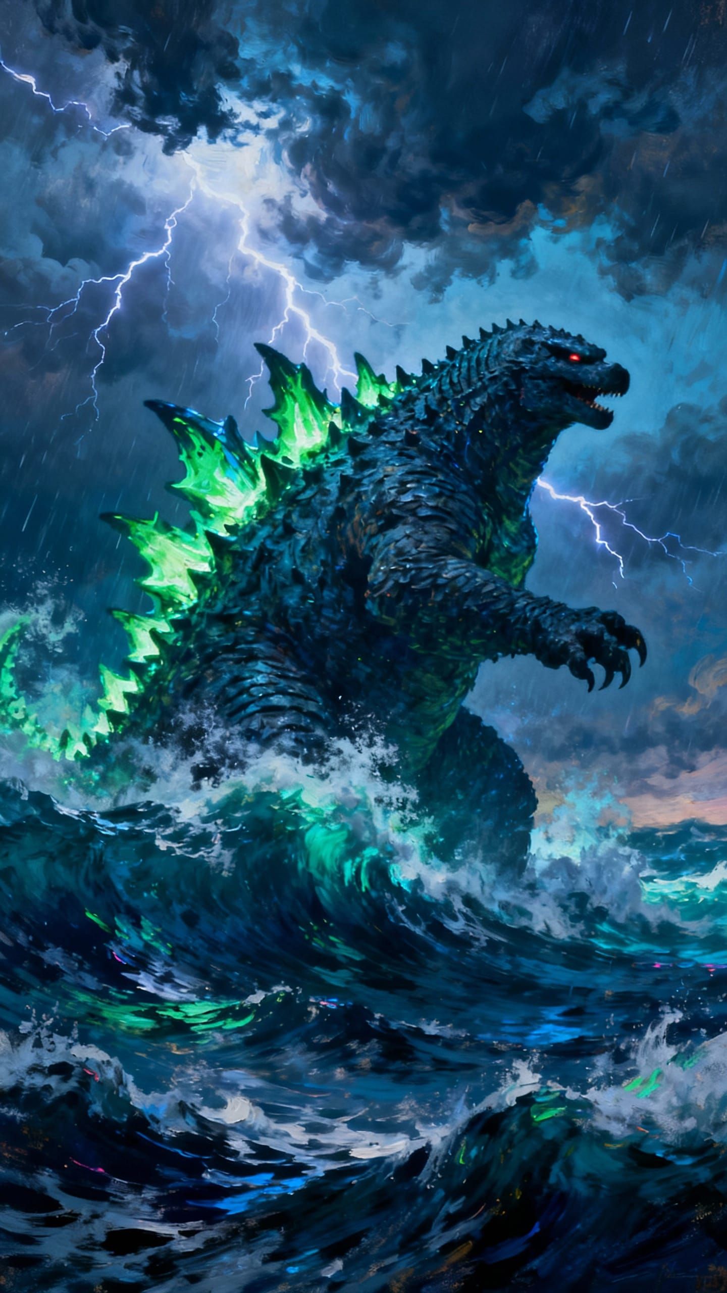 Colossal Godzilla Emerges From Stormy Ocean