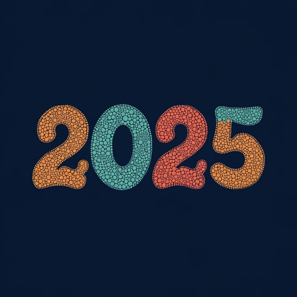Whimsical 2025 in Pointillist Style