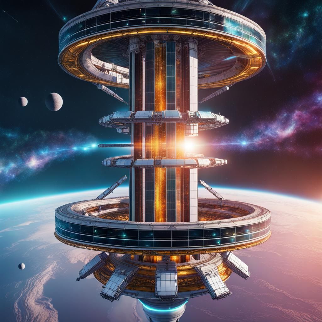 Cosmic Orbital Space Station by Pablo Amaringo