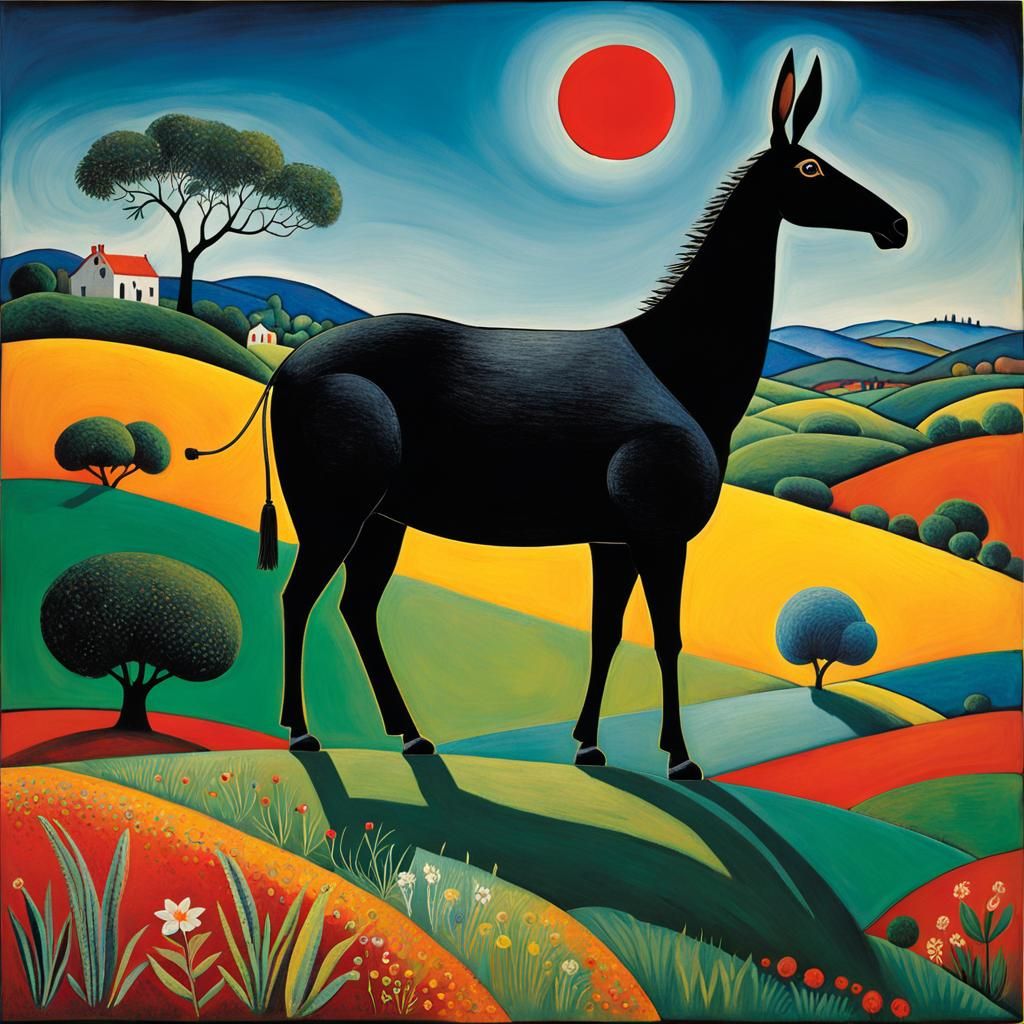 Surreal Donkey Illustration Inspired by Modern Masters