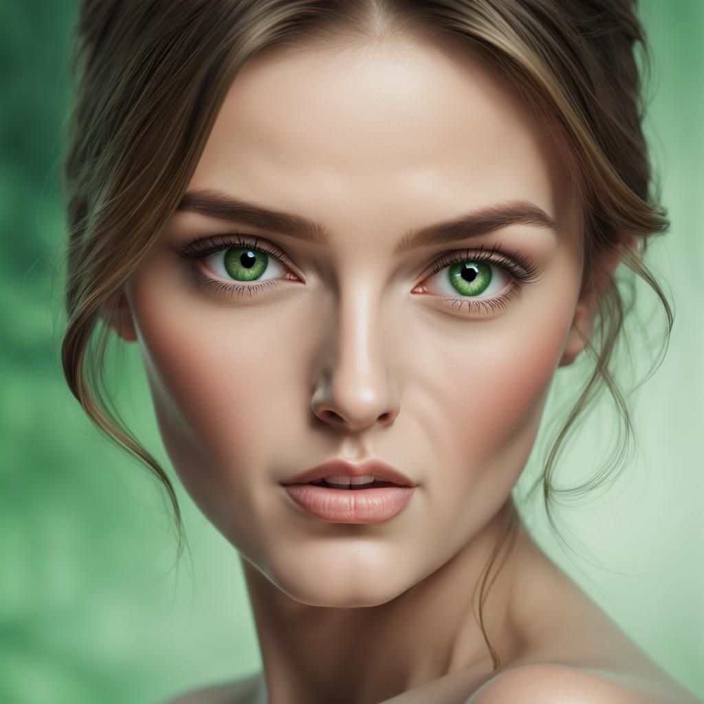 Intense Green Eyes: A Realistic 3D Portrait