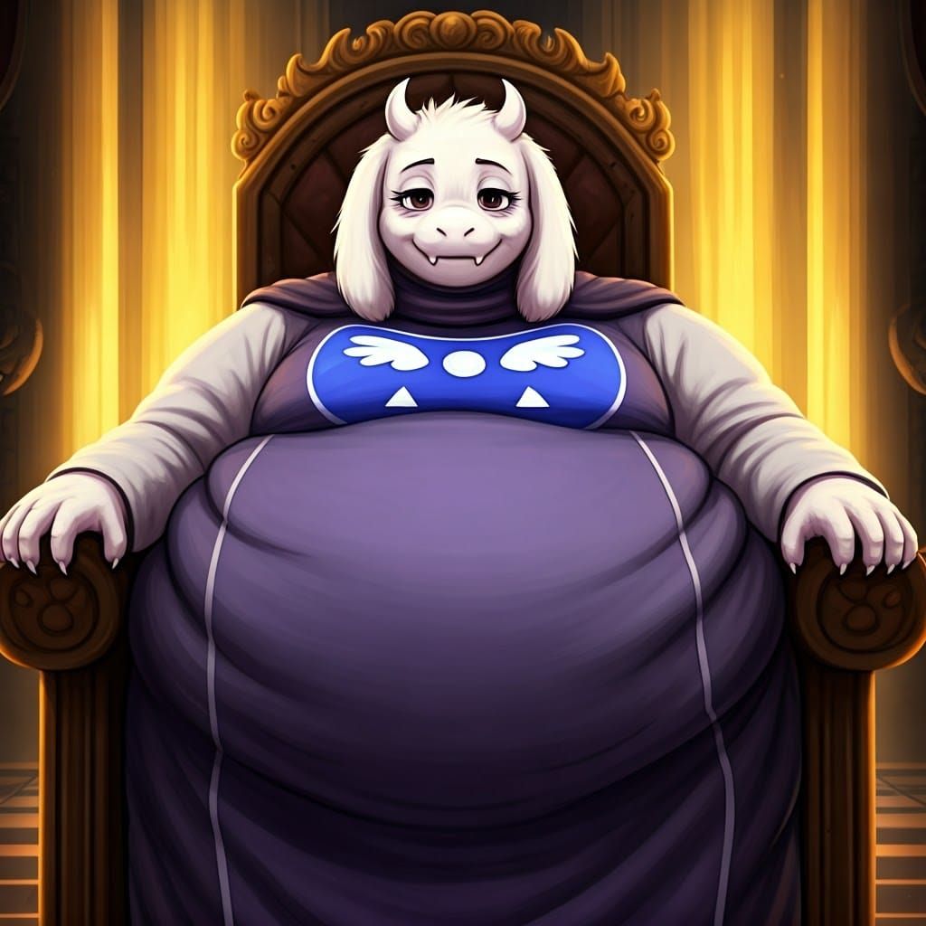 Morbidly Obese Toriel on a Throne: Amano-esque Illustration