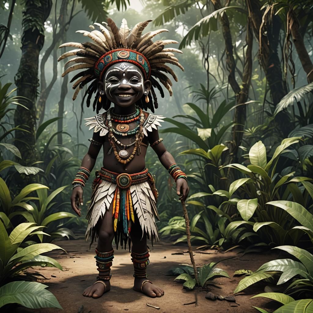 Adorable Voodoo Child in Jungle, 3D Character Art