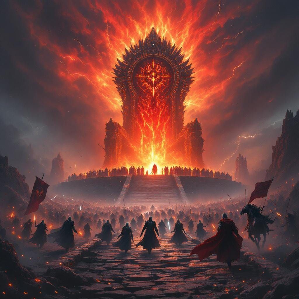 Infernal Throne on Epic Battlefield under Stormy Sky