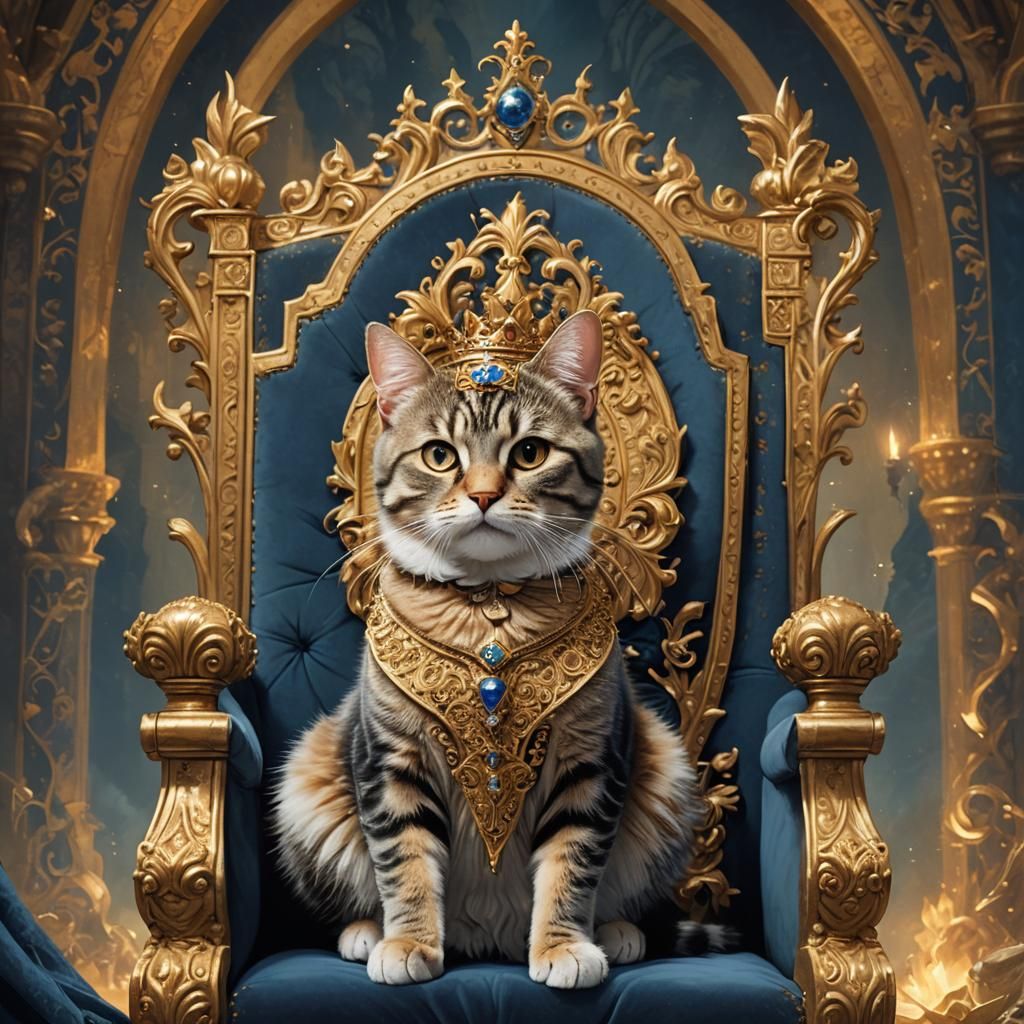 American Shorthair Cat as Baroque Royalty