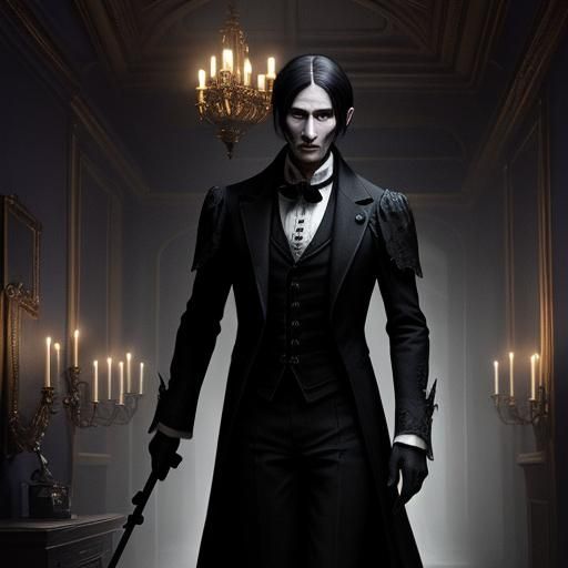 Gaunt Undead Phantom in Victorian Chamber: Dark Fantasy