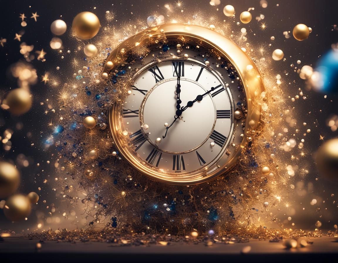 Midnight Celebration with Champagne and Fireworks