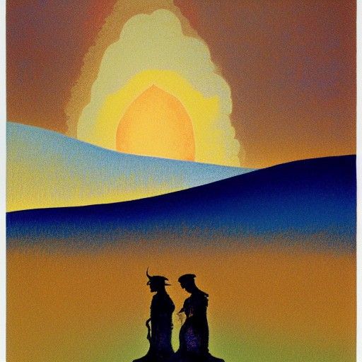 Hurdy Gurdy Man Gouache Painting in Golden Ratio