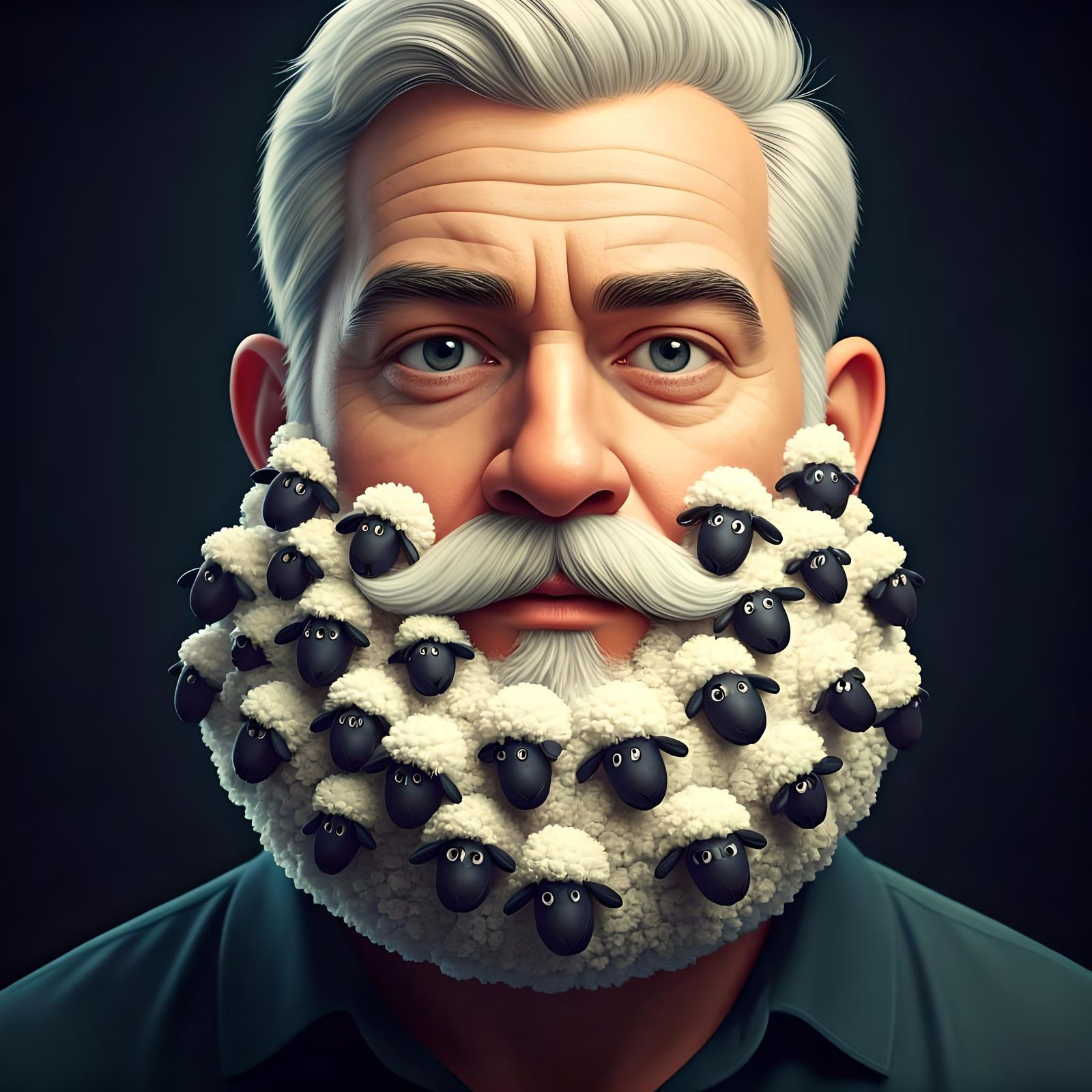 Man with Sheep Beard: Adorable CGI Portrait