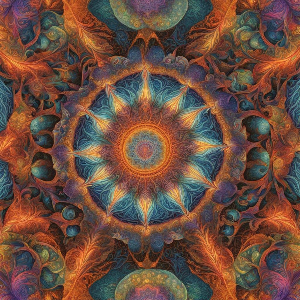 Ethereal Forest Sunrise with Astral Cosmic Illustration