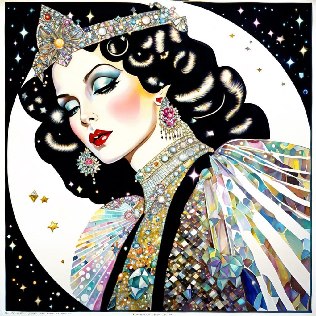 Glinda of Oz: Iridescent Art Nouveau Inspired Drawing