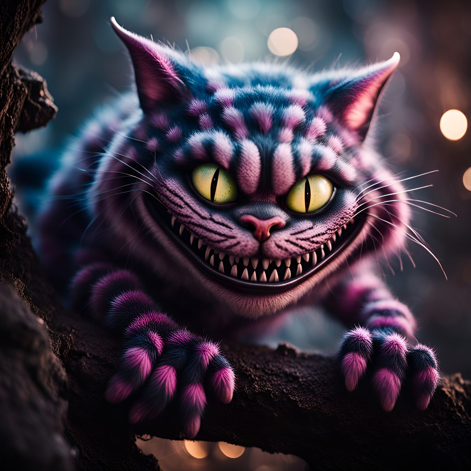Menacing Cheshire Cat Monster in Sharp Focus