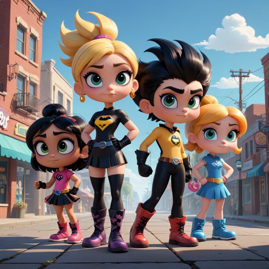 Sugar and Spice Powerpuff Rowdyruff Families Thrive in Towns...