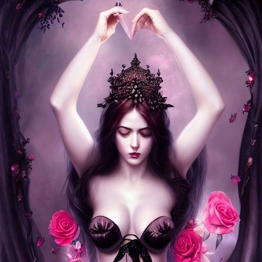 Goddess of Seduction in Dark Rose Petals