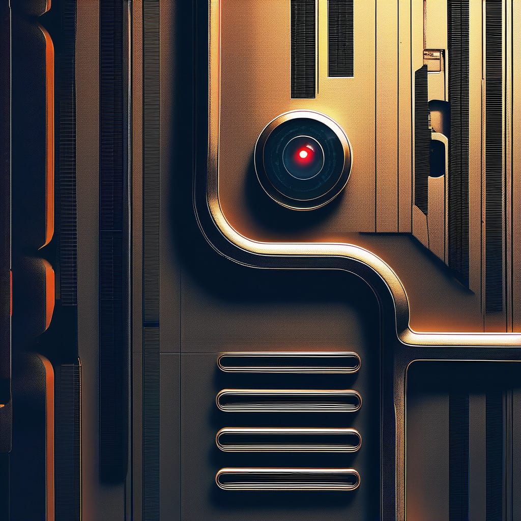 Cybernetic Eye Over Futuristic Metal Plate