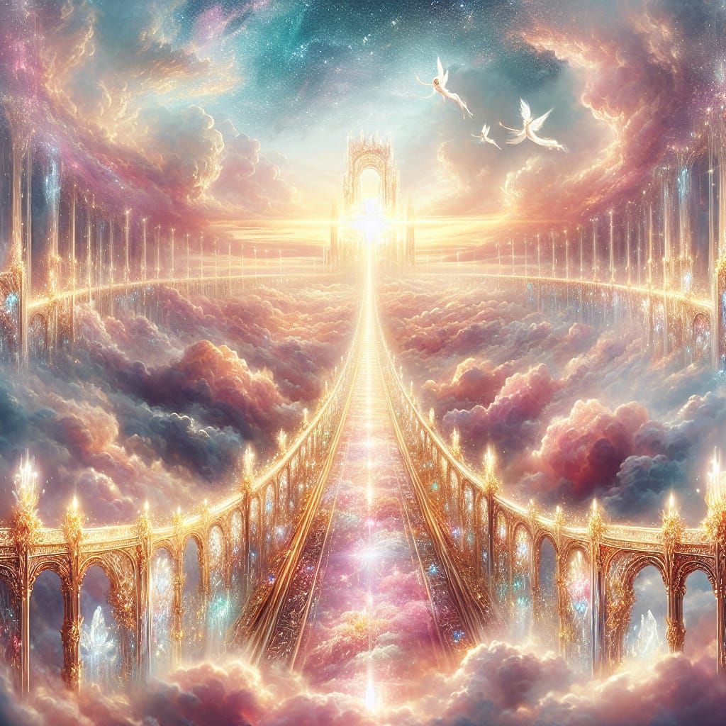 Golden Bridge to Heavenly Realms in Ethereal Beauty