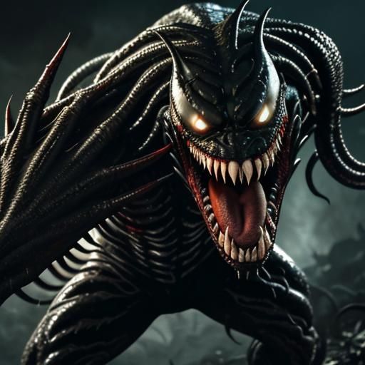 Nightmarish Venom Symbiote Oil Painting