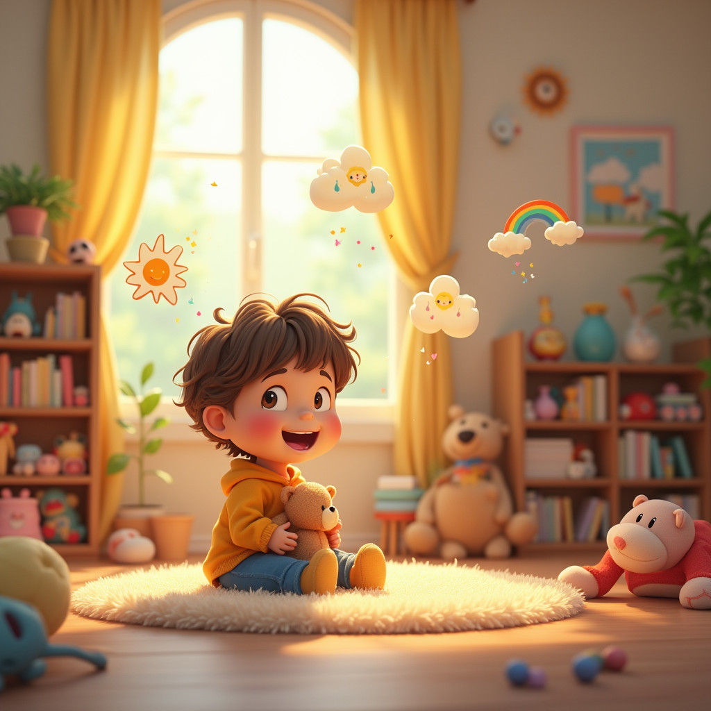 Child's Joyful World in Cozy Pastel Room