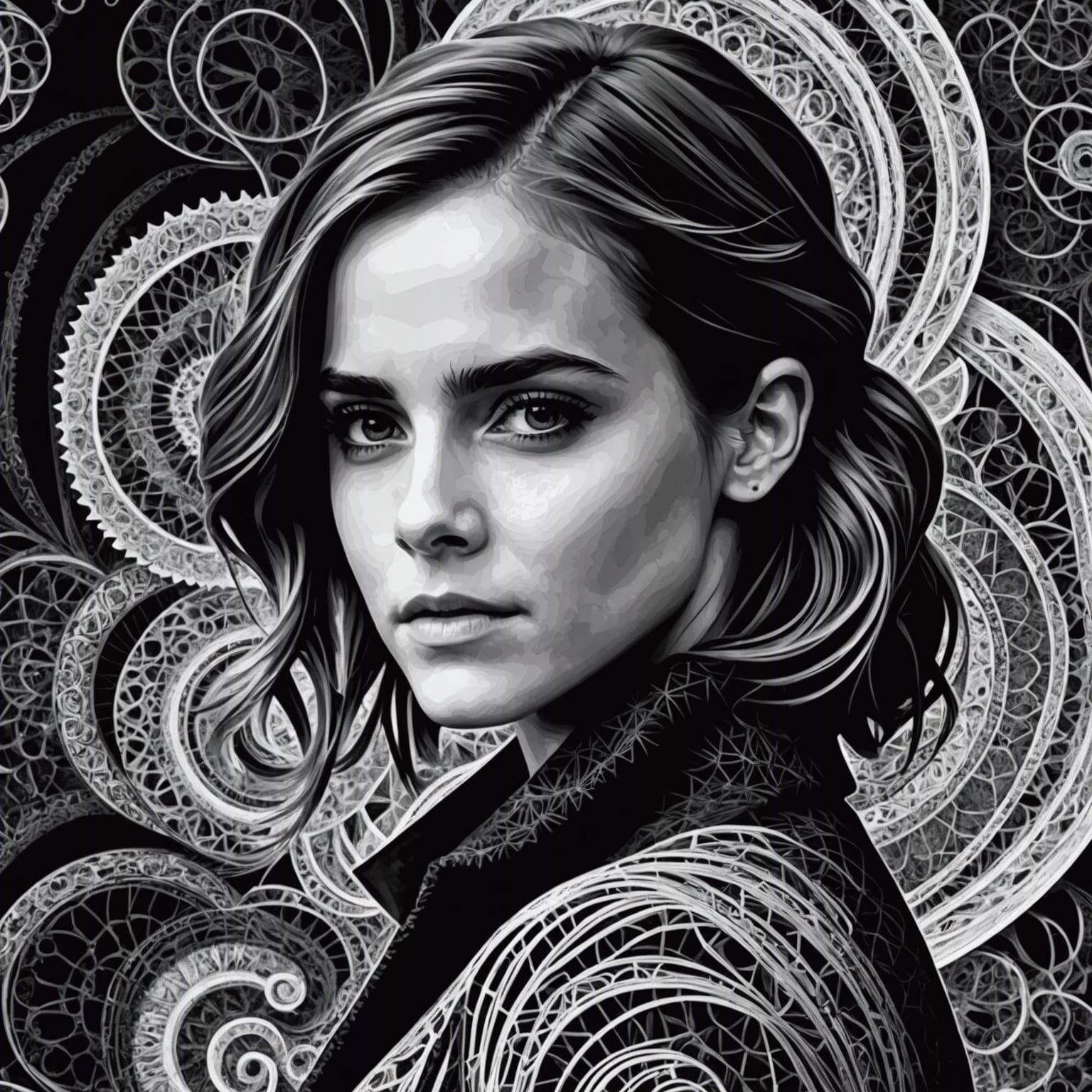Emma Watson in Abstract Fractal Zentangle Style