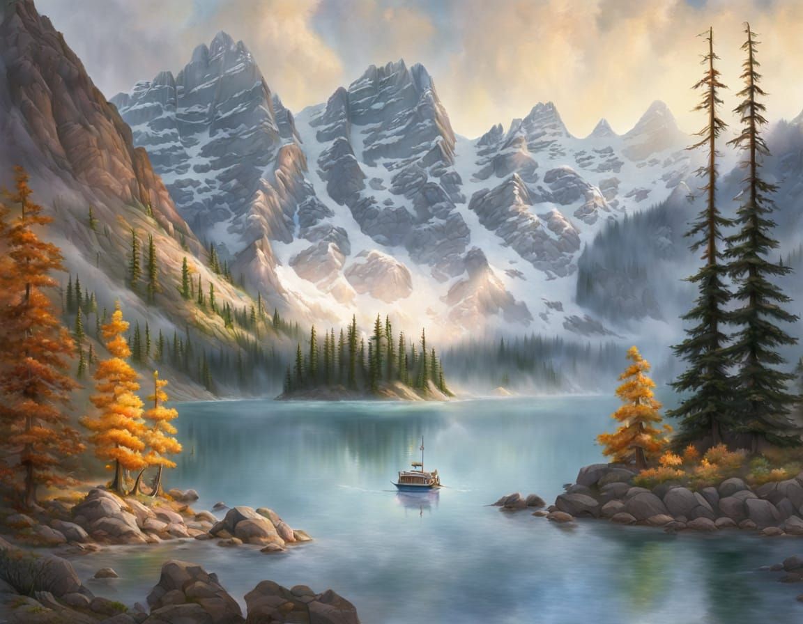 Ethereal Spirit Island Lake Mist in Banff