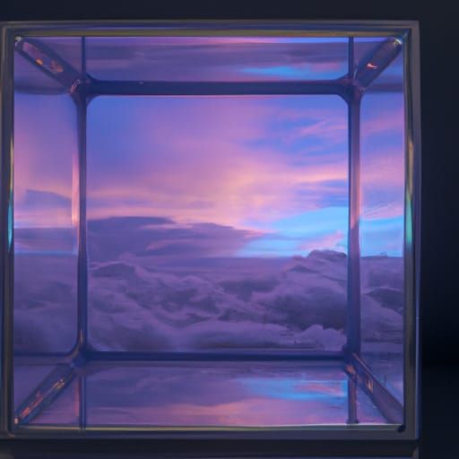 Stunning Sky in Glass Box: Photorealistic 3D Rendering