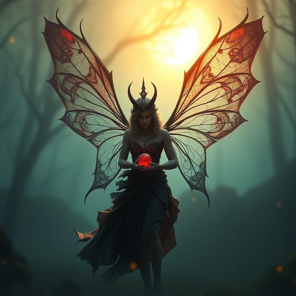 Half-Evil Half-Good Fairy in Digital Matte Painting