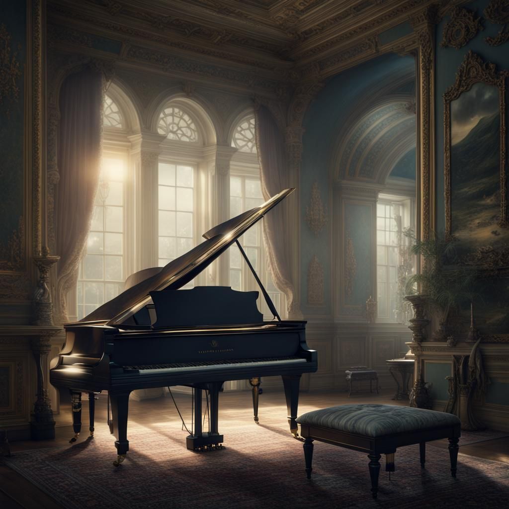 Moonlight Sonata: Cinematic Piano Digital Matte Painting