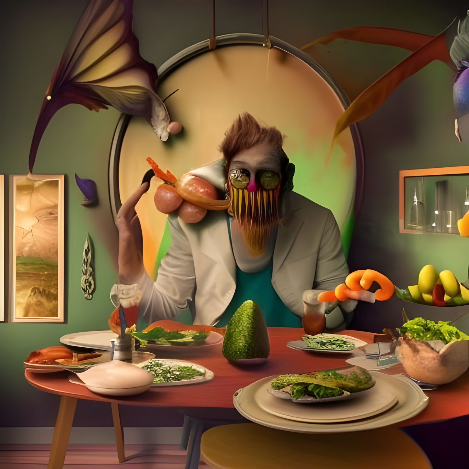 Hybrid Man Feasting on Bizarre Foods